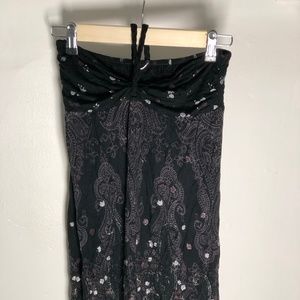 Black Halter Dress With Purple & Silver Design
